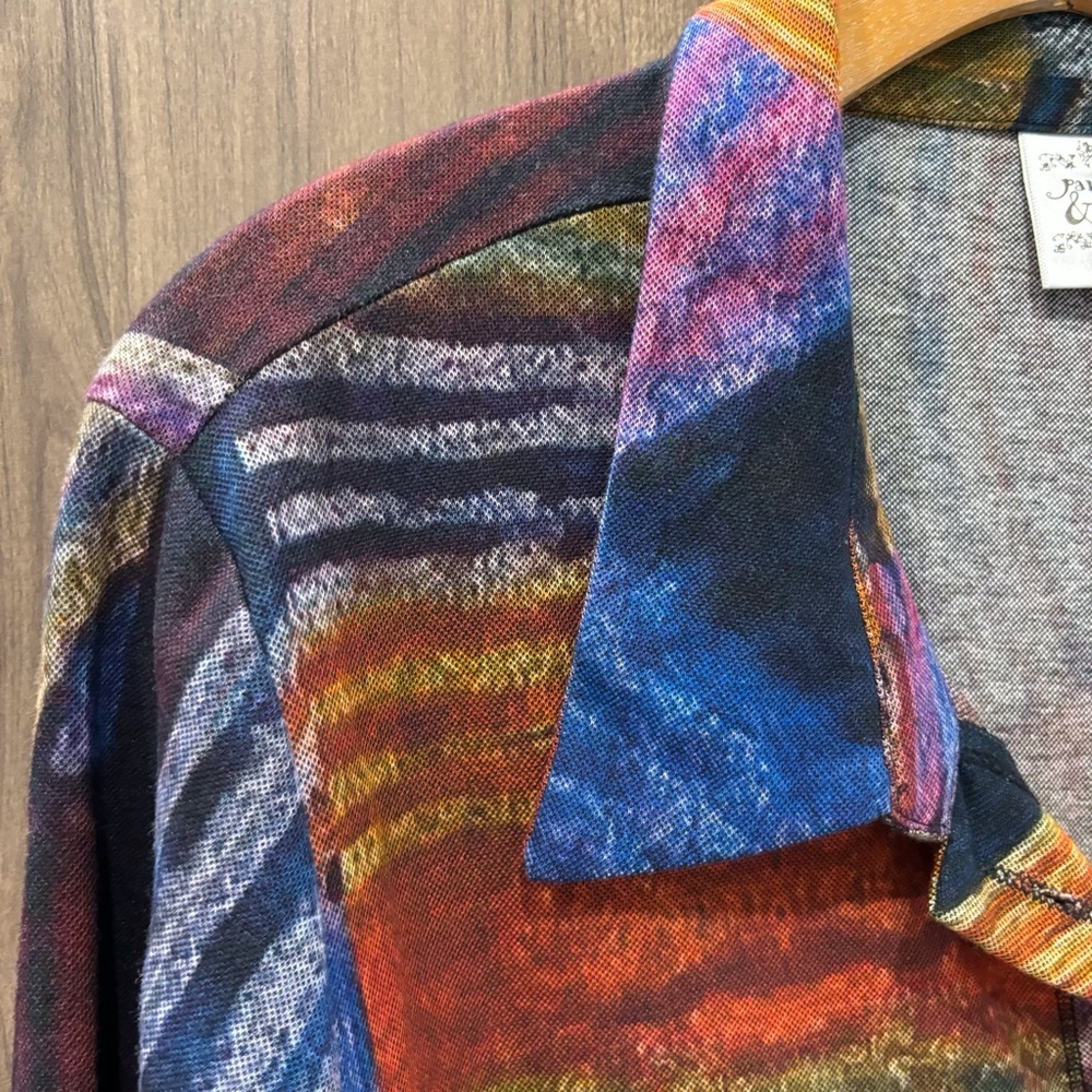 Parsley & Sage Multi Color Button Down Artsy Knit… - image 3